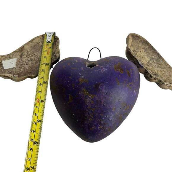 Purple Heart with White Wings Wall Art Ornament Rustic Boho Decor - Picture 9 of 11